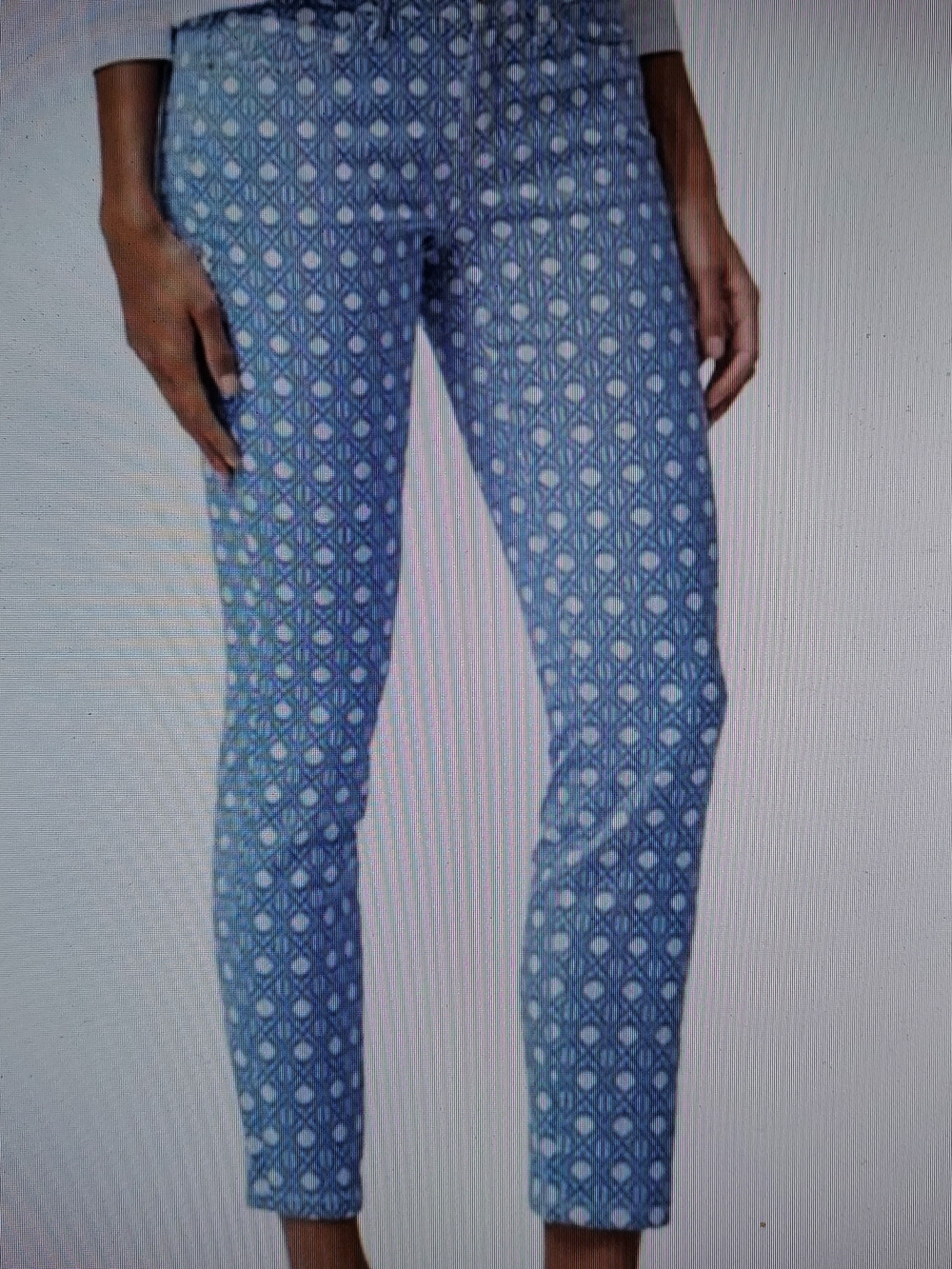 Tommy Bahama Blue Geometric Cataline Caning Ankle Jeans. 28 X 28 NWOT.